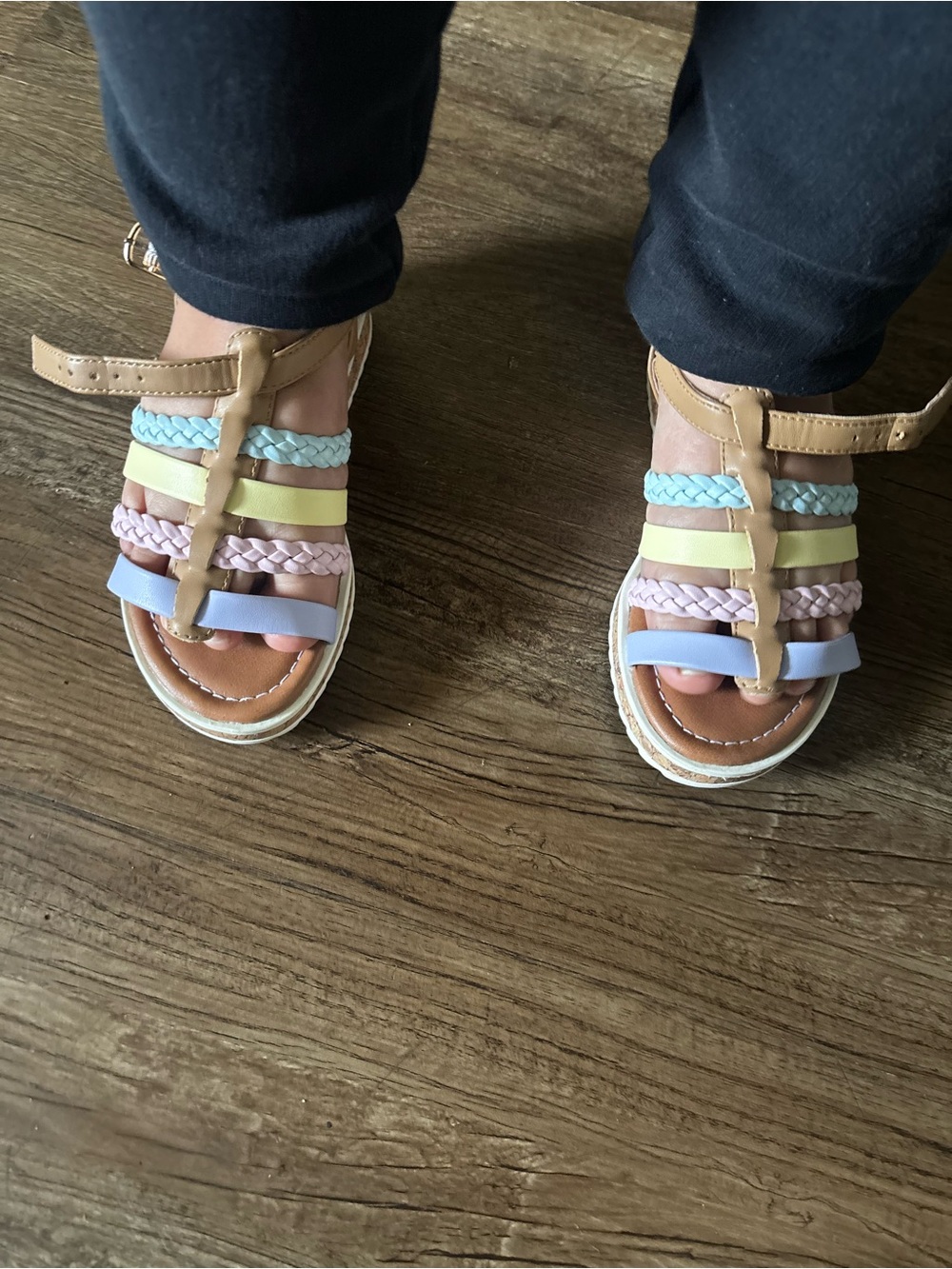 The Children's Place Pastel Braided Strap Sandals - Tan and Pastels